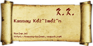 Kassay Kálmán névjegykártya