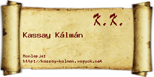 Kassay Kálmán névjegykártya